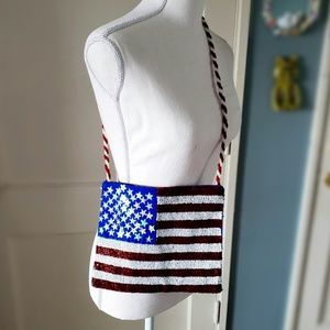 Vintage ♡ Sparkling Beaded American Flag Purse